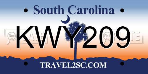 KWY209 South Carolina License Plate