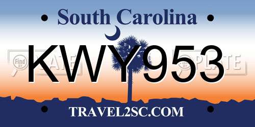 KWY953 South Carolina License Plate