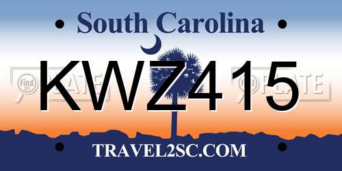 KWZ415 South Carolina License Plate
