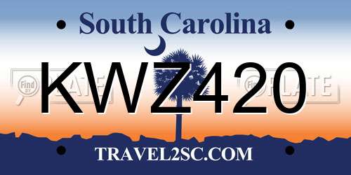KWZ420 South Carolina License Plate