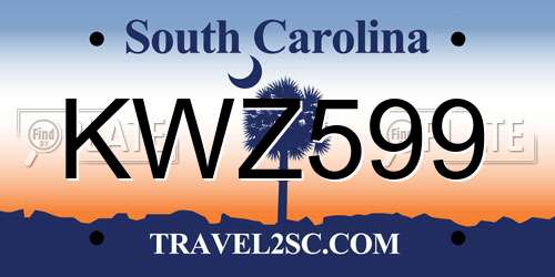 KWZ599 South Carolina License Plate