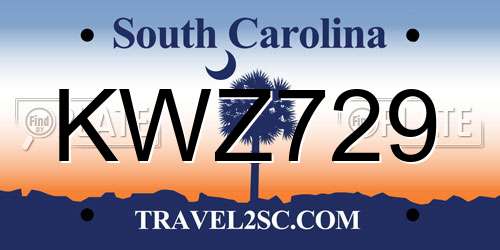KWZ729 South Carolina License Plate