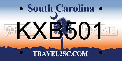 KXB501 South Carolina License Plate