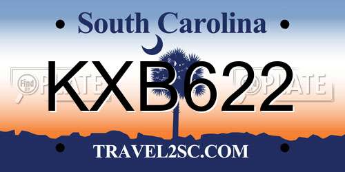 KXB622 South Carolina License Plate