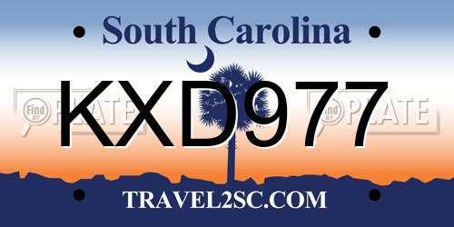 KXD977 South Carolina License Plate