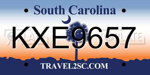 KXE9657 South Carolina License Plate