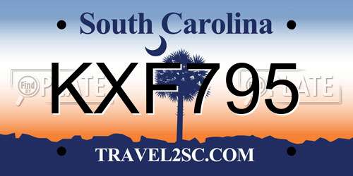 KXF795 South Carolina License Plate