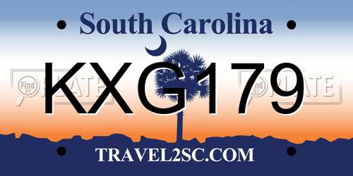 KXG179 South Carolina License Plate