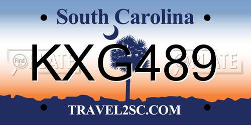 KXG489 South Carolina License Plate