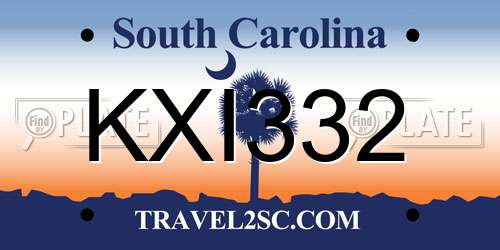 KXI332 South Carolina License Plate