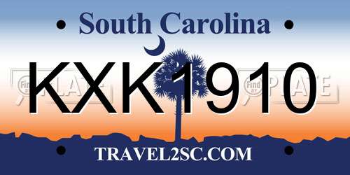 KXK1910 South Carolina License Plate