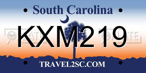 KXM219 South Carolina License Plate