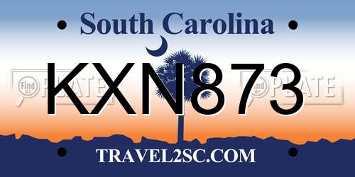 KXN873 South Carolina License Plate