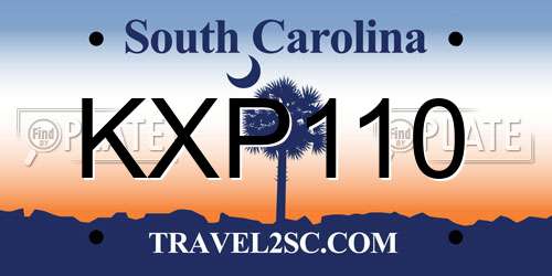 KXP110 South Carolina License Plate