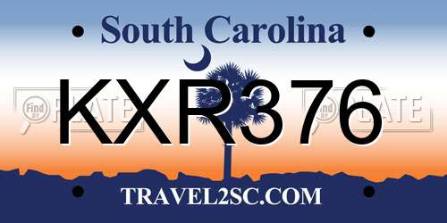 KXR376 South Carolina License Plate