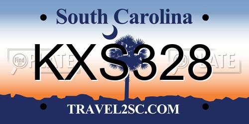 KXS328 South Carolina License Plate