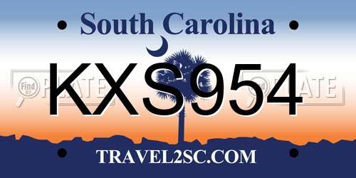 KXS954 South Carolina License Plate