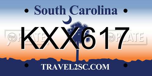 KXX617 South Carolina License Plate