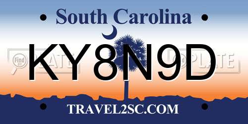 KY8N9D South Carolina License Plate