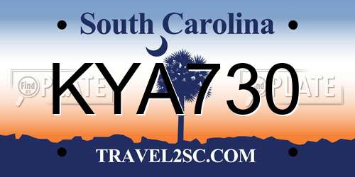 KYA730 South Carolina License Plate