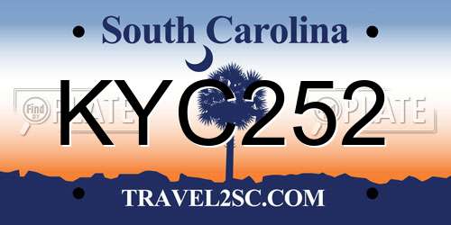 KYC252 South Carolina License Plate