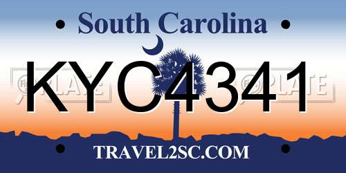 KYC4341 South Carolina License Plate