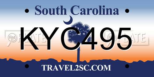 KYC495 South Carolina License Plate