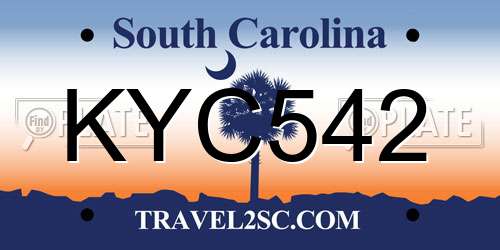 KYC542 South Carolina License Plate