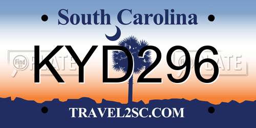 KYD296 South Carolina License Plate