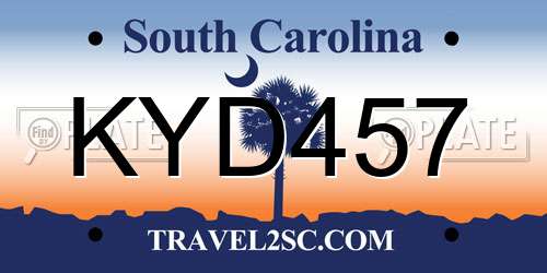 KYD457 South Carolina License Plate