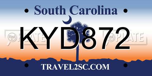 KYD872 South Carolina License Plate