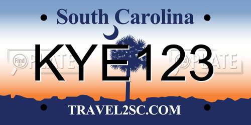 KYE123 South Carolina License Plate
