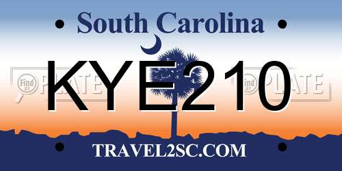 KYE210 South Carolina License Plate
