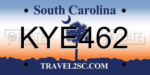 KYE462 South Carolina License Plate