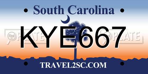 KYE667 South Carolina License Plate