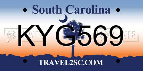 KYG569 South Carolina License Plate