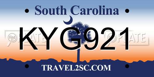 KYG921 South Carolina License Plate