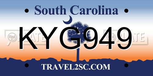 KYG949 South Carolina License Plate