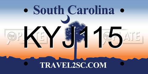 KYJ115 South Carolina License Plate