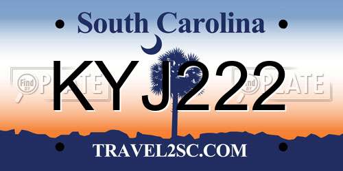 KYJ222 South Carolina License Plate
