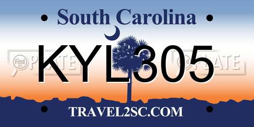 KYL305 South Carolina License Plate