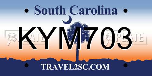 KYM703 South Carolina License Plate
