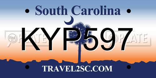 KYP597 South Carolina License Plate