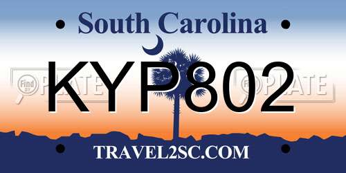 KYP802 South Carolina License Plate