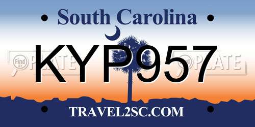 KYP957 South Carolina License Plate