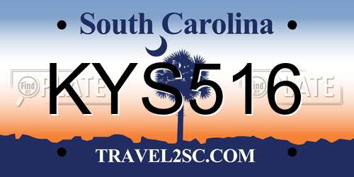 KYS516 South Carolina License Plate