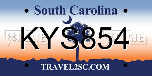KYS854 South Carolina License Plate