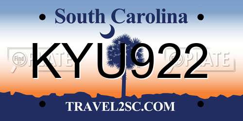 KYU922 South Carolina License Plate