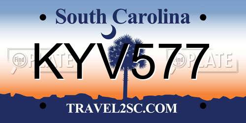 KYV577 South Carolina License Plate