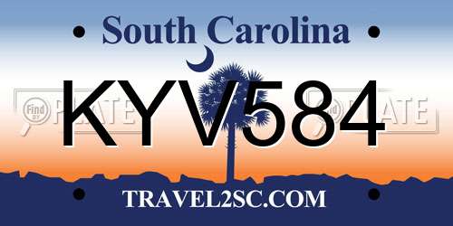 KYV584 South Carolina License Plate